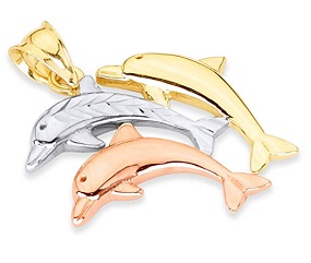 Dolphin Stud Earrings Solid 14k Yellow Gold Fish Studs Diamond Cut Polished