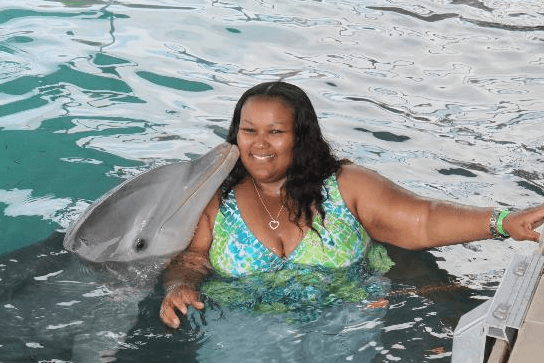 Big Kiss for you and dolphin Nassau Bahamas