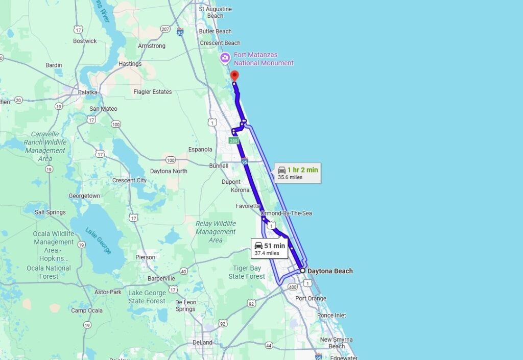 Daytona Beach to St Augustine Beach